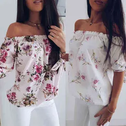 Meihuida Mulheres Off Shoulder Blusa Camisetas Senhoras Verão Praia Casual Solto Tops Tee Cópia Camisas 2020 Fashion H1230