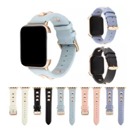 Apple Watch Bantları için Çivili Deri Kayış 44mm 42mm 40mm 38mm Lüks Bileklikler IWatch Serisi 6 5 4 SE Watchbands Kemer Akıllı Aksesuarları