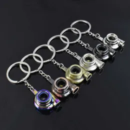 Hot Mini Turbo Turbocharger Keychain Spinning Turbine Key Chain Ring Keyring Keyfob Fashion Daily Unisex Interior Accessories G1019