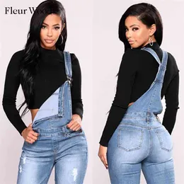 Fleur Wood Jeans Bib Kvinna Slimming Denim För Kvinnor Plus Storlek Stretch Skinny Pantalones Vaqueros Mujer 210629