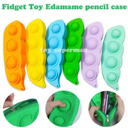 Fidget leksaker penna fall färgglada push bubbla edamame med bokstäver sensory squishy stress reliever autism behöver anti-stress regnbåge vuxen leksak för barn