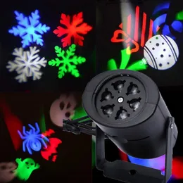 Julbelysningsdekoration LED-effekter Snowflake Projektor 3W 4 Mönsterlins Halloween Belysningar DJ KTV Bar Roterande scenlampa D3.3