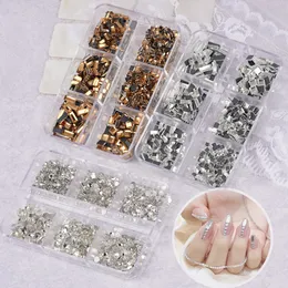 2mm / 3mm / 4mm kvadratisk nagel rhinestone flatback kristallstenar diy dekorationer manikyr rektangel diamant för naglar glänsande rhinestones