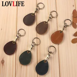 Brand Leather RFID Keychain Key Ring Water Drop Doorlock Access Control RFID Tags ID Card Case Rectangular Round Fashion Keyring J0306