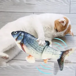 USB Electronic Pet Cat Fish Toy Battery Ładowanie Kot Żucia Play Symulacja Ryby Zabawki Bite Dostawy Jitter Huśtawka