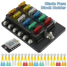 12 sätt Säkring Box Blade Block Holder Skruvmutter Terminal W / Negativ Buss Gratis S LED-indikator för Automotive