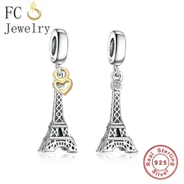 FC Jewelry Fit Bracciale con ciondoli di marca originale Vero argento sterling 925 Ciondolo Torre Eiffel di Parigi Ciondola perline Berloque 2020 Q0531