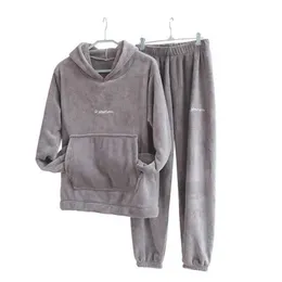 Autumn Winter Pajamas Set Women Loungewear Fleece Sleepwear Home Suits Homewear Ladies Warm Plush Lounge Sleep Wear 211112
