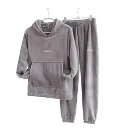 Jesień Zima Piżama Zestaw Kobiety Loungewear Fleece Reflewear Home Garnitury Homewear Damskie Ciepłe Pluszowe Lounge Wear 211112