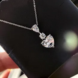 2021 serce cut 3ct moissanite wisiorek 100% prawdziwe 925 Sterling Silver wisiorki ślubne naszyjnik dla kobiet Bridal Choker biżuteria