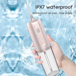 Oral Irrigators 200ML IPX7 Waterproof 3 Modes Gentle Pulse Fast Rechargeable Oral Irrigator 6 Nozzles Teeth Whitening Dental Water Jet