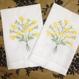 Novidade Unisex Handkerchiefs 12 pçs / lote 14 "x21" linho vintage feriado lenço toalhas bordadas Floral Hankies para ocasiões