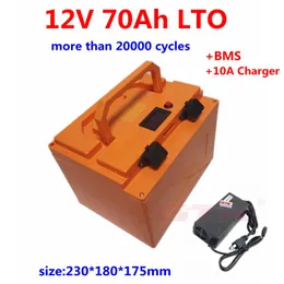 Batteria al litio titanato 12v LTO da 20000 cicli 12v 70Ah con BM per inverter di alimentazione di backup per sistema di stoccaggio camper per barche + caricabatterie 10A