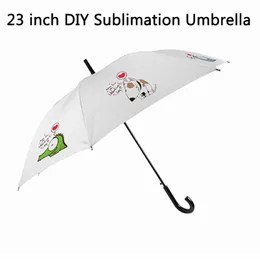 White Sublimation Umbrella 24 inch Polyester Shading Umbrellas Heat Transfer Coating Sun Protection Parasol