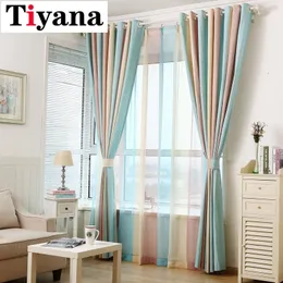 Tiyana Elegant Multi Color Stripe Gardiner Living Sovrum Kvalitet Sheer Gardiner Gardin Decor P391D2 Y200421