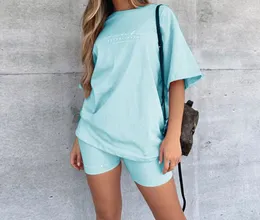 Kvinnor Shorts Tracksuit Casual Two Piece Set Sommarkläder Lounge Wear Conjunto Verano Mujer Tshirts Femme 2021 Fashion Outfits