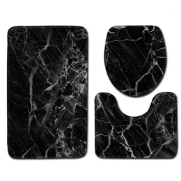 Bath Mats Rug 3pcs Bathroom Mat Set Anti Slip Carpet Marble Pattern And Shower Curtain Alfombra Ducha Justifiable