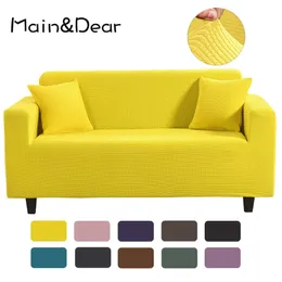 Elastic Stretch Sofa Cover For Living Room Solid Color Knitting Stretch Sofa Cover Chair Protecto 1/2/3/4 Seat Housse Canape 211102