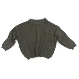 プルオーバー1-5Yベイビーベーシックセータークルーネック厚い子供スロッチの柔らかいウールの服秋冬のセーターフード付きトップ1