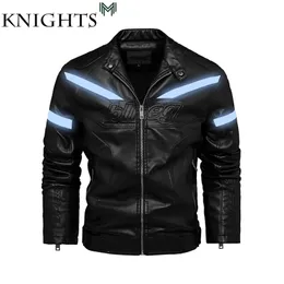 Mäns höst och vinterrock läderjacka motorcykel stil manliga casual jackor för män varm överrock reflekterande L-3XL 210923