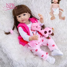 NPK 55CM Girl gift full body silicone reborn toddler girl doll lifelike real soft touch bath toy Anatomically Correct Q0910