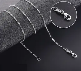 100 pçs / lote 925 Sterling Silver Rolo O Cadeia Colares Jóias 1mm 16 - 24 925 Correntes de Prata DIY Fit Pingente Jóia