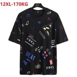 Summer Men Women Cotton T-shirts Kort ärm stor storlek 8xl 10xl 12xl 15xl 18xl Big Size Tees Home Casual Loose Tops Black 54 220224