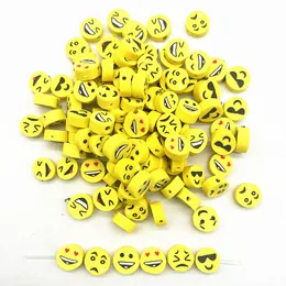 100 pz 10mm Giallo Volto Sorridente Perline Argilla Polimerica Branelli Allentati Del Distanziatore per la Creazione di Gioielli Accessori Bracciale FAI DA TE