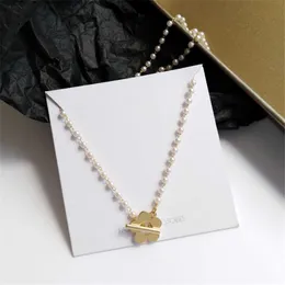 SJLO-11 Fashion Flower Pearls Pendant Cute Romantic Gothic Chain Clavicle Necklace For Women Jewelry