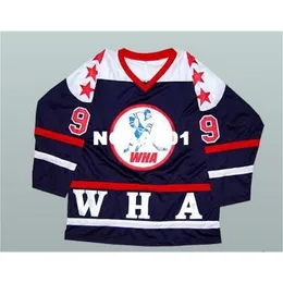 Real 001 Real Bordado Completo # 9 Boriz Bobby Hull Wha All Star Hockey Jersey ou Personalizado Qualquer nome ou Número Jersey