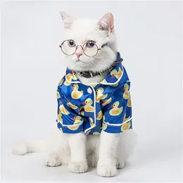 Frühling Sommer Neue Haustier Pyjamas Kleine Gelbe Ente Druck Haustiere Kleidung Bulldog Teddy Bichon Welpen Clothing267F