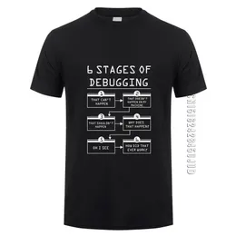 6 Stages of Debugging T Shirts Men Cotton O-neck Short Sleeve Tops Tee Bug Coding Computer Programmer Man T-shirt 210706