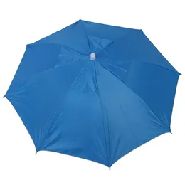 Umbrellas LIXF Sky Blue Folding Umbrella Hat With Adjustable Headband