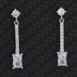 stud 925 Sterling Silver Earrings Square Square Square Long Long Zirconia ear Wire Earm