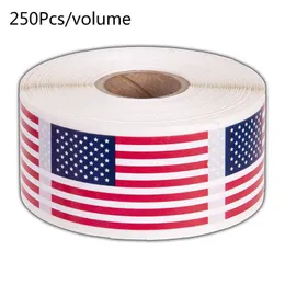 Gift Wrap 250pcs/roll American Flag Stickers USA Patriotic Seal Labels For Envelope Scrapbooking Stationery Decoration