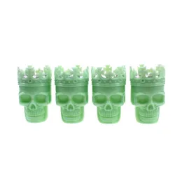 Najnowszy King Skull Shape Zielony plastikowy tytoń palenie młynek ziołowy szlifierki narzędzia Muller Magic Abrader Crusher 3 części