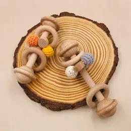 Diy Natural Wooden Baby Pacifiers Crochet Teething Beads Teether Infant Feeding Newborn Teeth Practice Toys 1383 B3