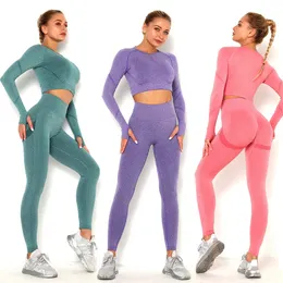 Set da yoga Completo sportivo da donna Completo sportivo da allenamento Set da fitness Abbigliamento da allenamento senza cuciture a vita alta Abbigliamento sportivo da donna