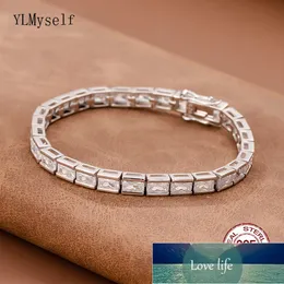 Solid Silver 15-18CM Tennis Bracelet Jewelry Gift Pave Setting 3*5mm Rectangle Stunning Zircon Real 925 Fine Jewellery Factory price expert design Quality Latest