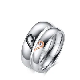 Anéis de casamento Casais de homens e mulheres grandes pequenos nobres coloridos de zircão colorido aço inoxidável anel decorativo no engajamento