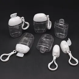 30ML Hand Sanitizer Bottle With Key Ring Hook Clear Transparent Plastic Refillable Containers Travel Bottle Party Favor 2021