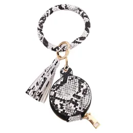 Bluetooth Headset Storage Box Key Chain Bracelet PU Leather Tassels Bracelets Keychain Wristlet Makeup Bag Mirror Earphone Bag LLA383