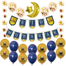 Party Decoration Eid Mubarak Banner Ramadan Bunting Balloons Set Festival DIY Dekor