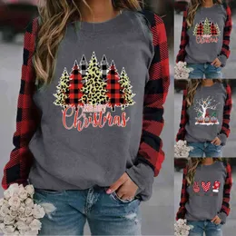 Oversized Hoodie Women Hoodies Harajuku Hooded Christmas Plaid Printing Casual Pullover Sweatshirt Long Sleeve Blouse Streetwear Y1118