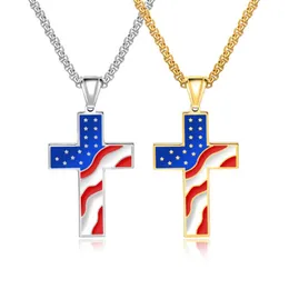 Подвесные ожерелья Судьба Любовь новинка заявление Америка Флаг флаг перекрестных подвесок для мужчин из нержавеющей стали Цепочка модные украшения