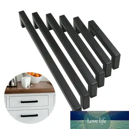 Simple Black Cabinet Handle Square Furniture Hardware Stainless Steel Kitchen Door Knobs Cupboard Wardrobe Drawer Pulls