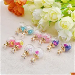 Charm Jewelrybotanical Natural Jewelry Glass Container Floral Pendant Real Dried Flower Earrings Drop Delivery 2021 Tkfwx