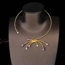 Ręcznie robione Naturalne Purpurowe Świeżej Wody Pearl Chokers Naszyjniki Dla Kobiet Naszyjniki Luksusowa Fine Jewelry Bisuteria Mujer Q0531