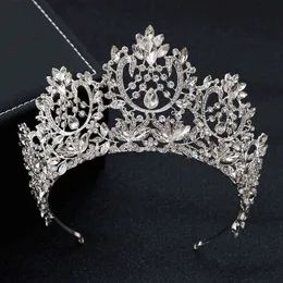 KMVEXO Vintage Luxury Big European Bride Wedding Tiaras Gorgeous Crystal Large Round Queen Crown Wedding Hair Accessories 211214