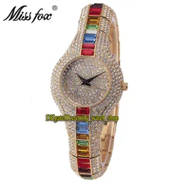 Eternity Missfox Mode Lady Klockor Gypsophila Guld Kvarts Kvinnor Klockor CZ Diamant Inlay Alloy Case Färg Diamanter Armband